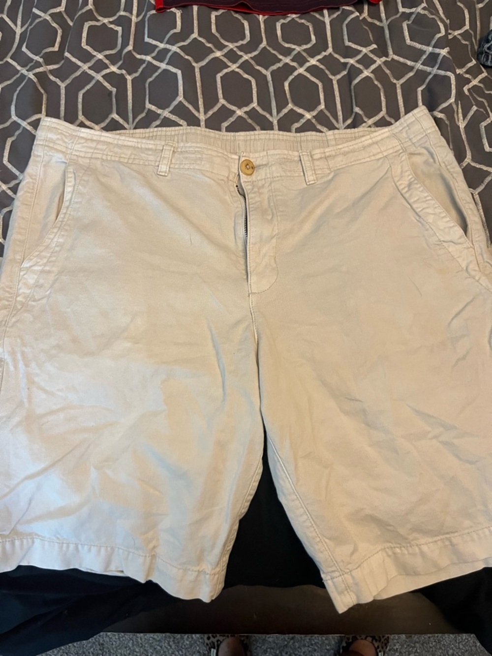 Tommy Bahama Beige Flat Front Cotton Shorts